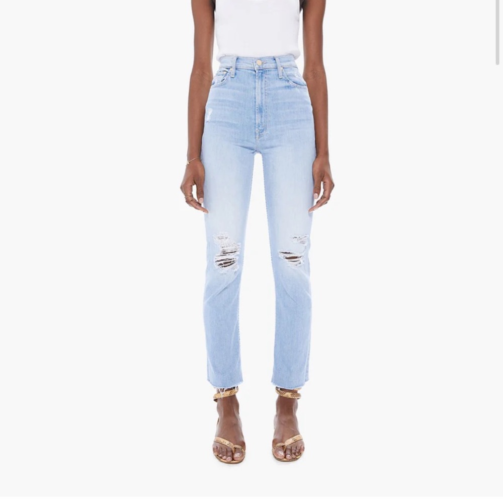 Mother High Waisted Rider Ankle Fray